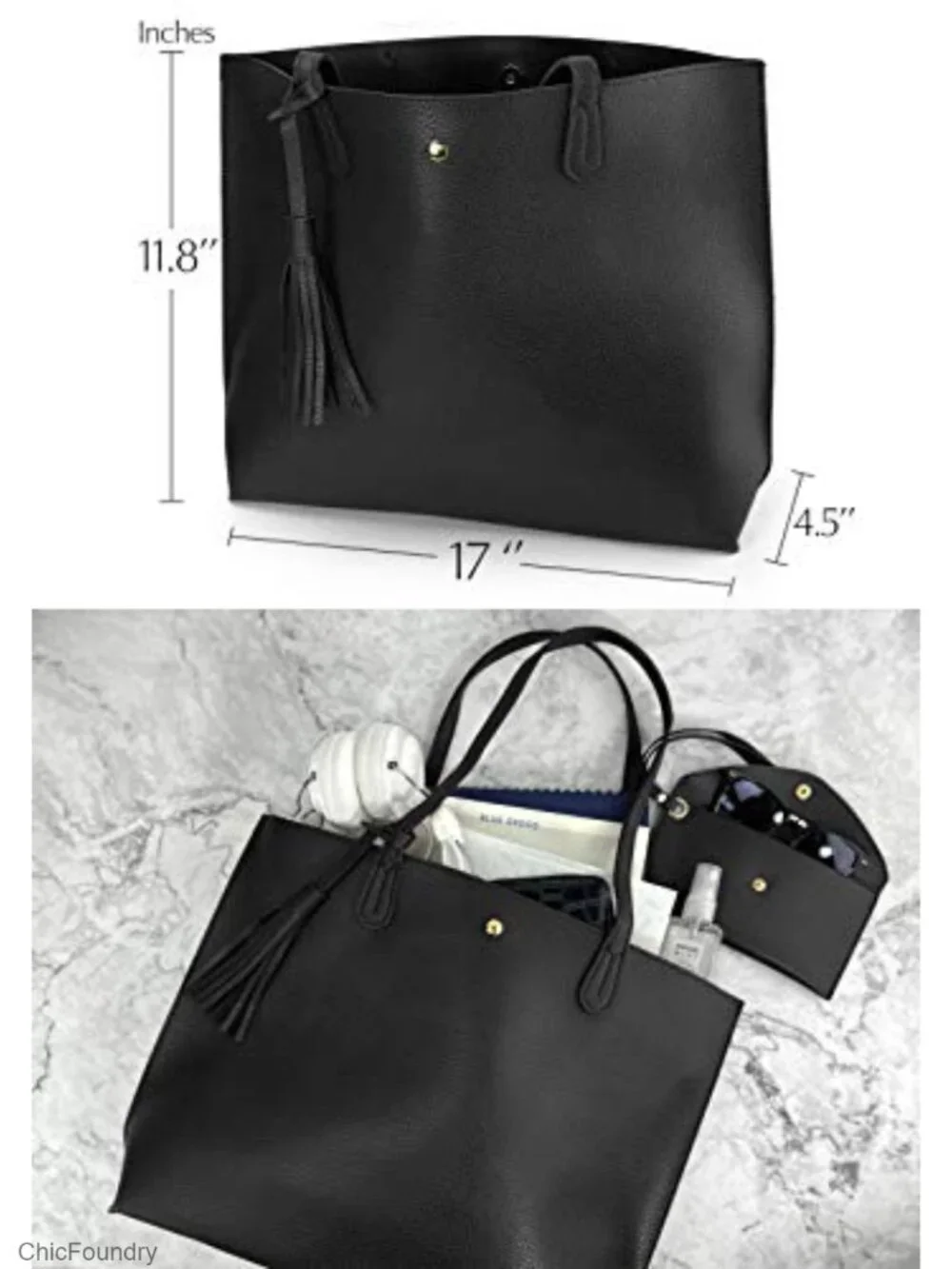 Faux Leather Pebbled Tote Handbag Women Shoulder Bag Magnet Snap